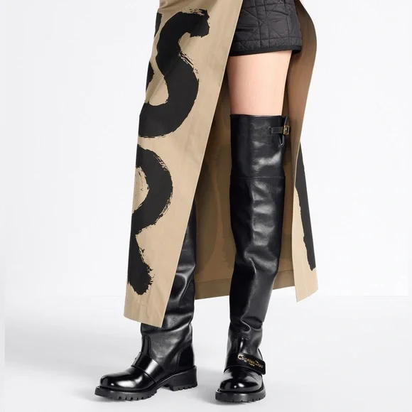NWT Christian Dior D-Quest Thigh Black Leather Boots, size 37 (US 6-6.5) - Picture 9 of 17